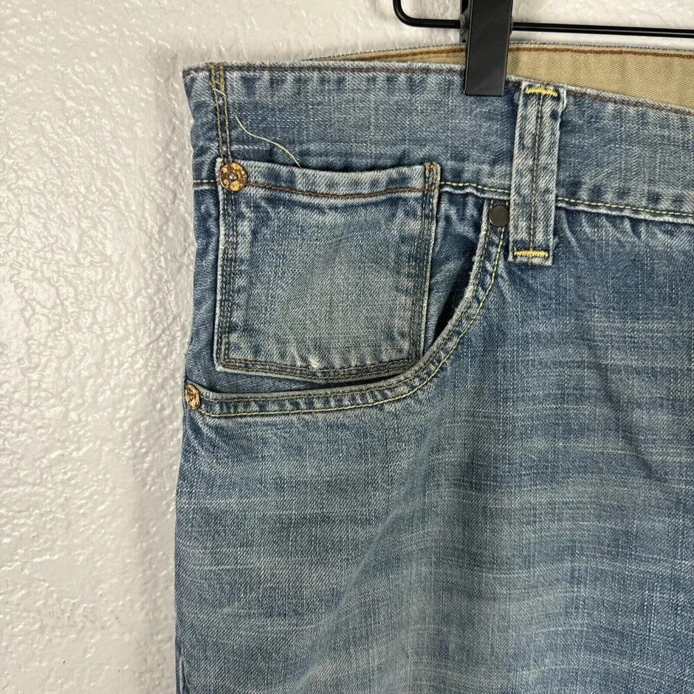Vintage Levis Slim Straight Jeans Men 38x32 Y2k Flip Pocket Western Paint cowboy